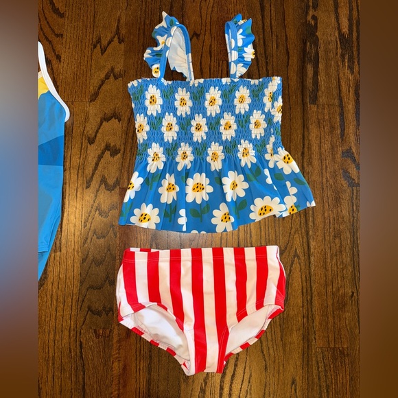 Hanna Andersson Kids Swimwear size 6/7 or 120cm red white blue two suits - Picture 3 of 11